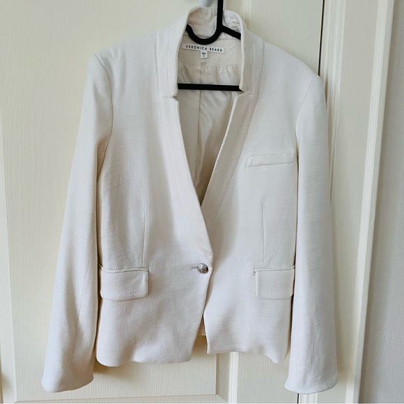Veronica Beard Off White Tweed Single Breasted Dickey Jacket Blazer size 8 - Picture 1 of 14